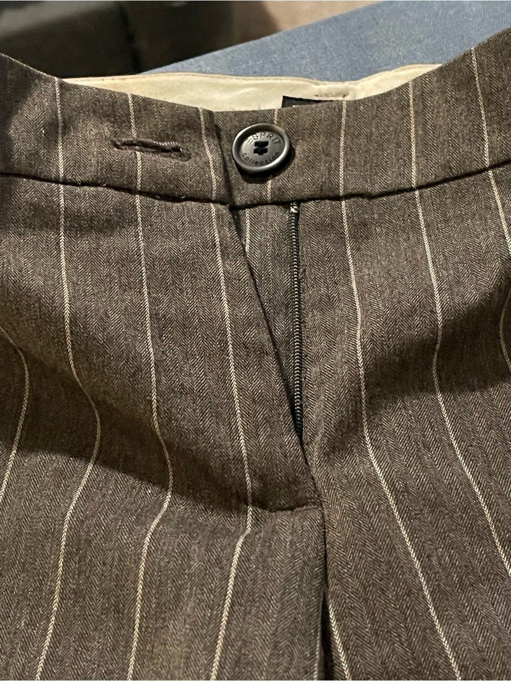 Esprit Brown Pinstripe Women's Trousers